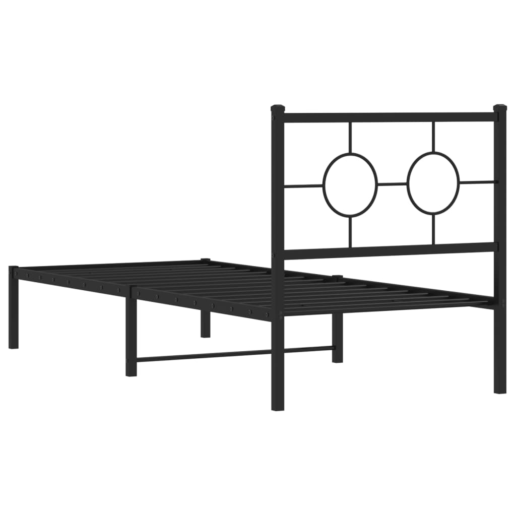 vidaXL Metalowa rama łóżka z wezgłowiem, czarna, 80x200 cm