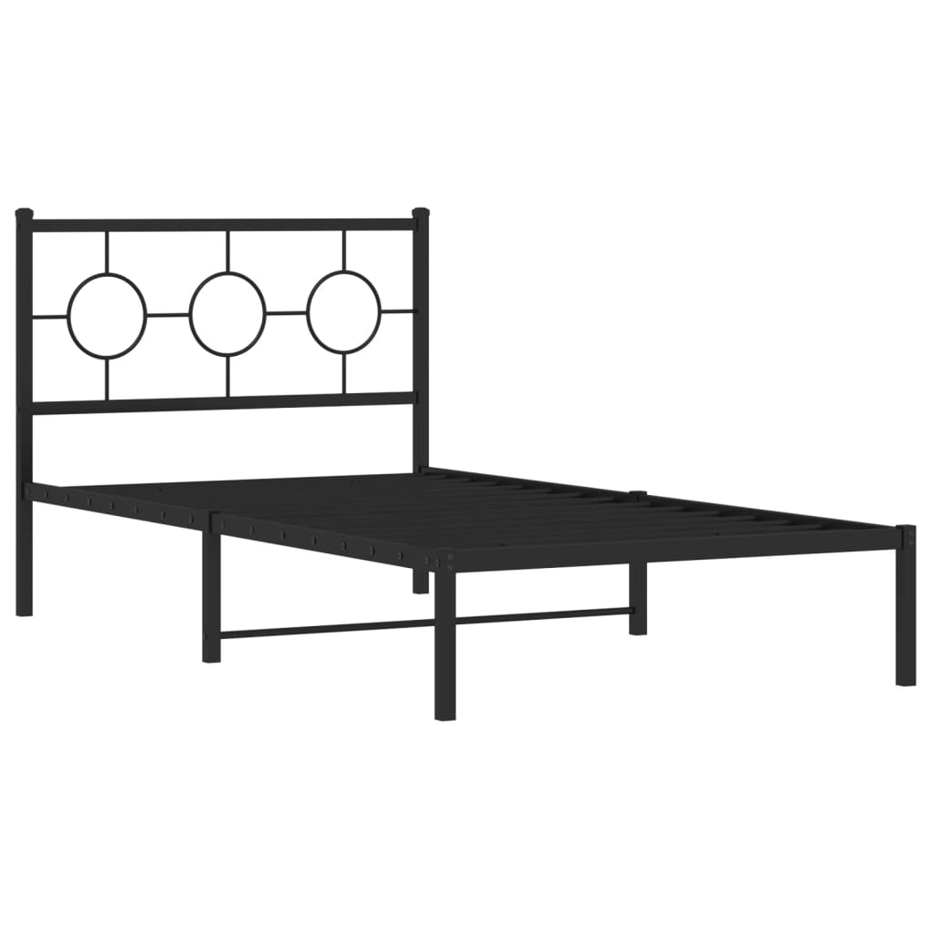 vidaXL Metalowa rama łóżka z wezgłowiem, czarna, 100x200 cm