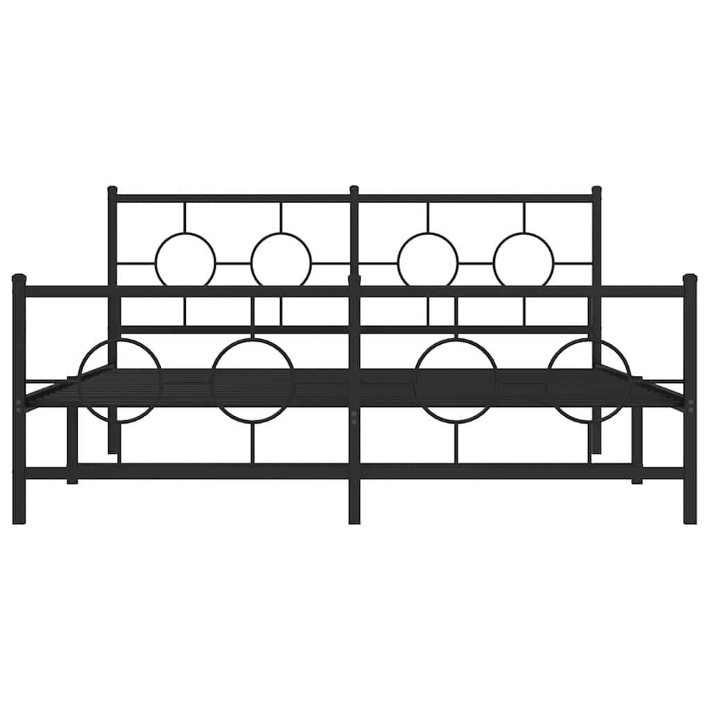 vidaXL Metalowa rama łóżka z wezgłowiem i zanóżkiem, czarna, 150x200cm