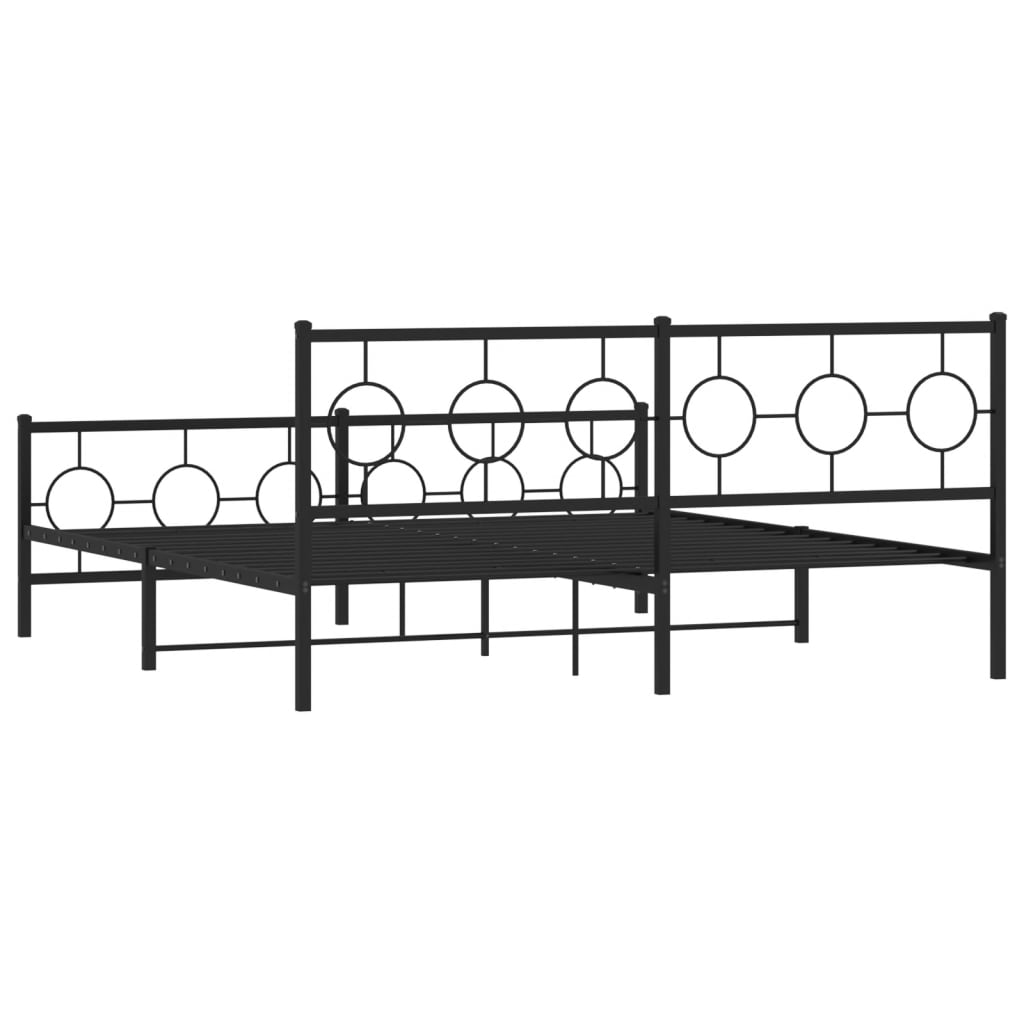 vidaXL Metalowa rama łóżka z wezgłowiem i zanóżkiem, czarna, 183x213cm