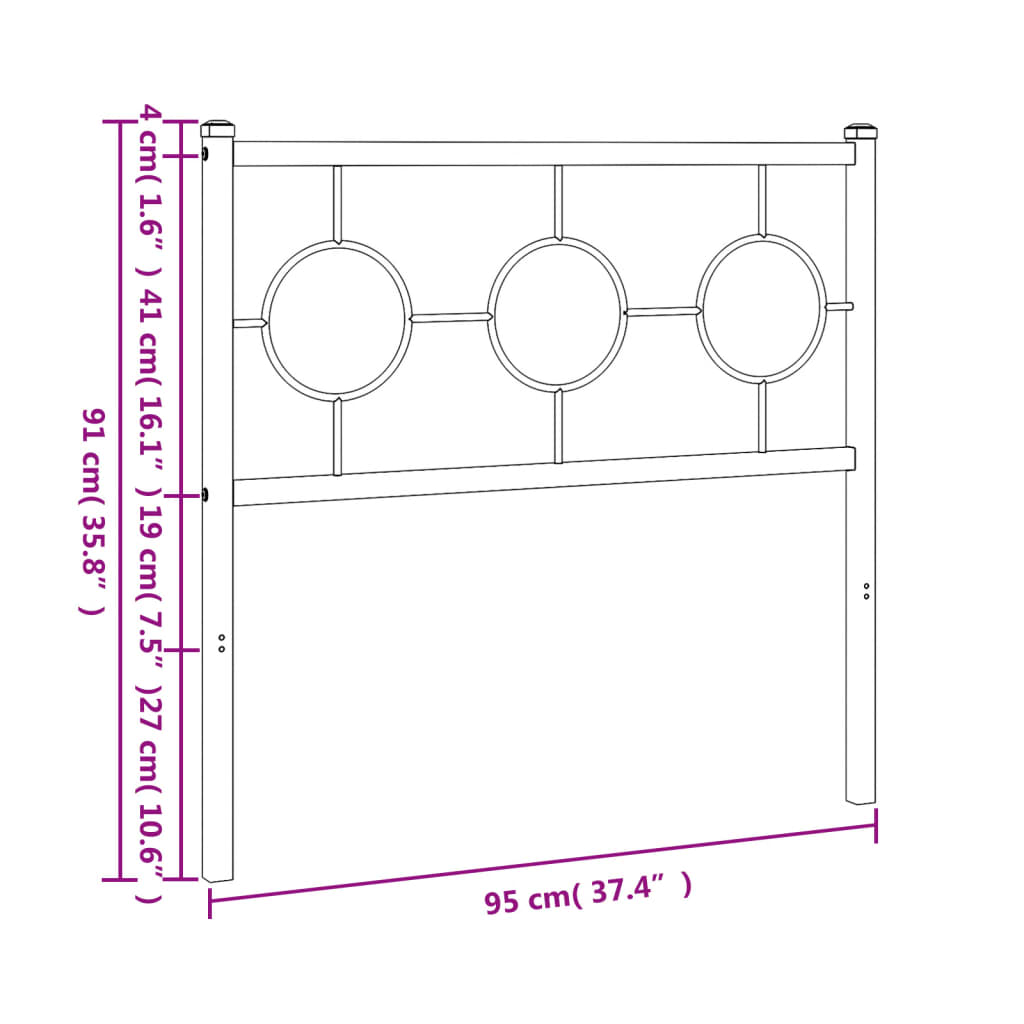 vidaXL Metalowe wymienne wezgłowie, czarne, 90 cm