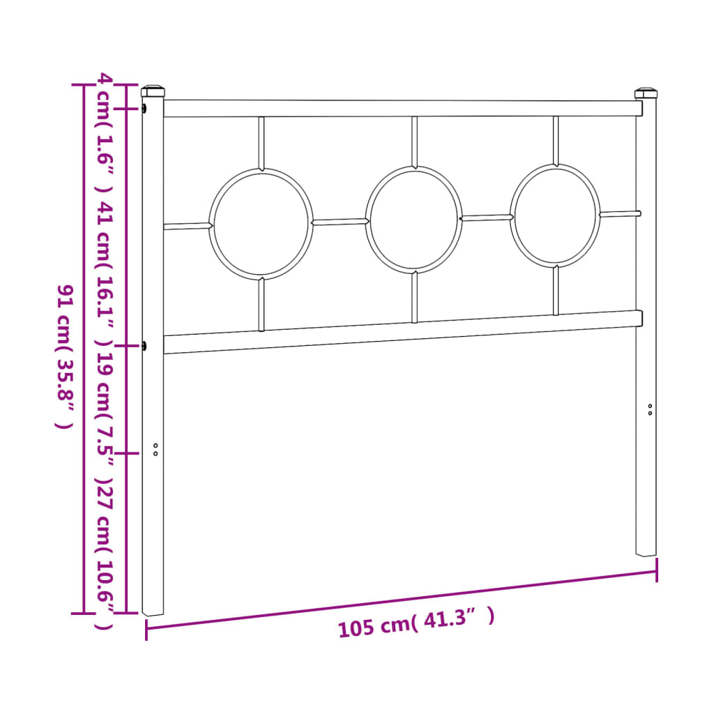 vidaXL Metalowe wymienne wezgłowie, czarne, 100 cm