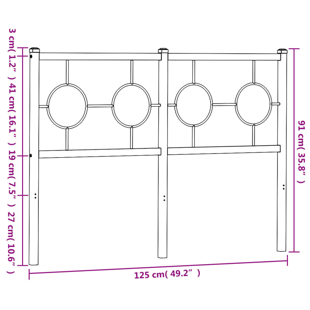 vidaXL Metalowe wymienne wezgłowie, czarne, 120 cm