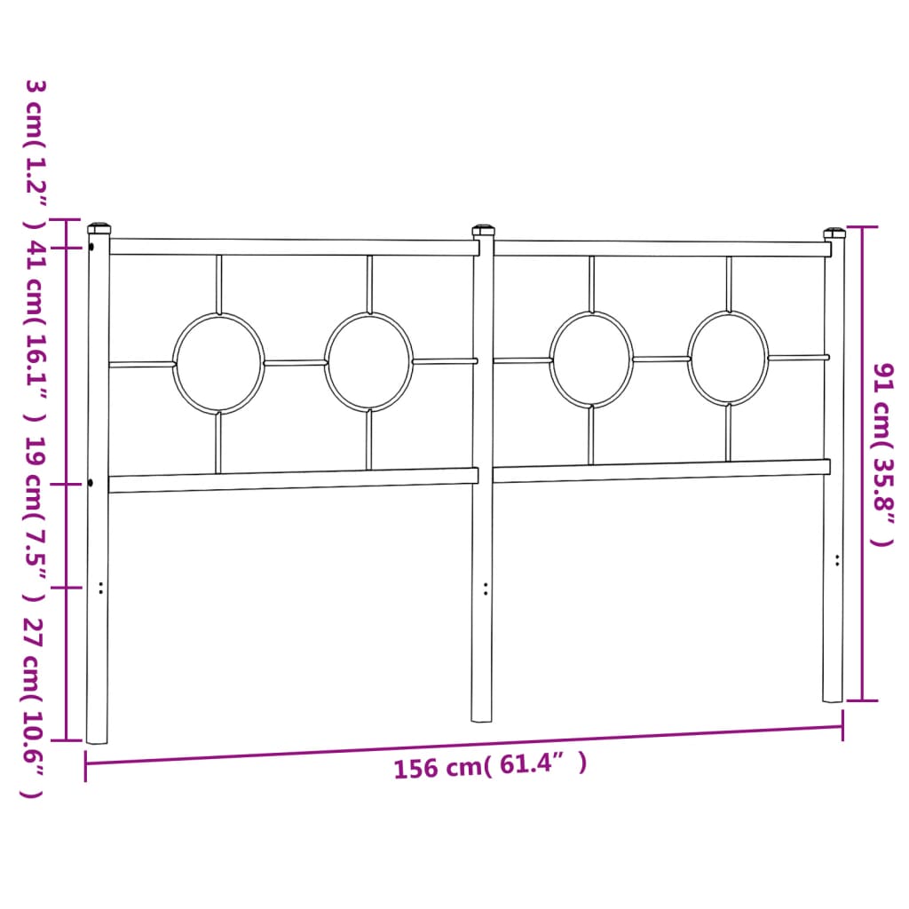 vidaXL Metalowe wymienne wezgłowie, czarne, 150 cm