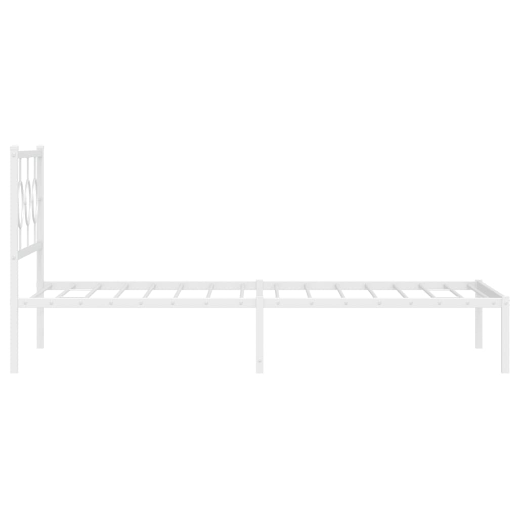 vidaXL Metalowa rama łóżka z wezgłowiem, biała, 107x203 cm