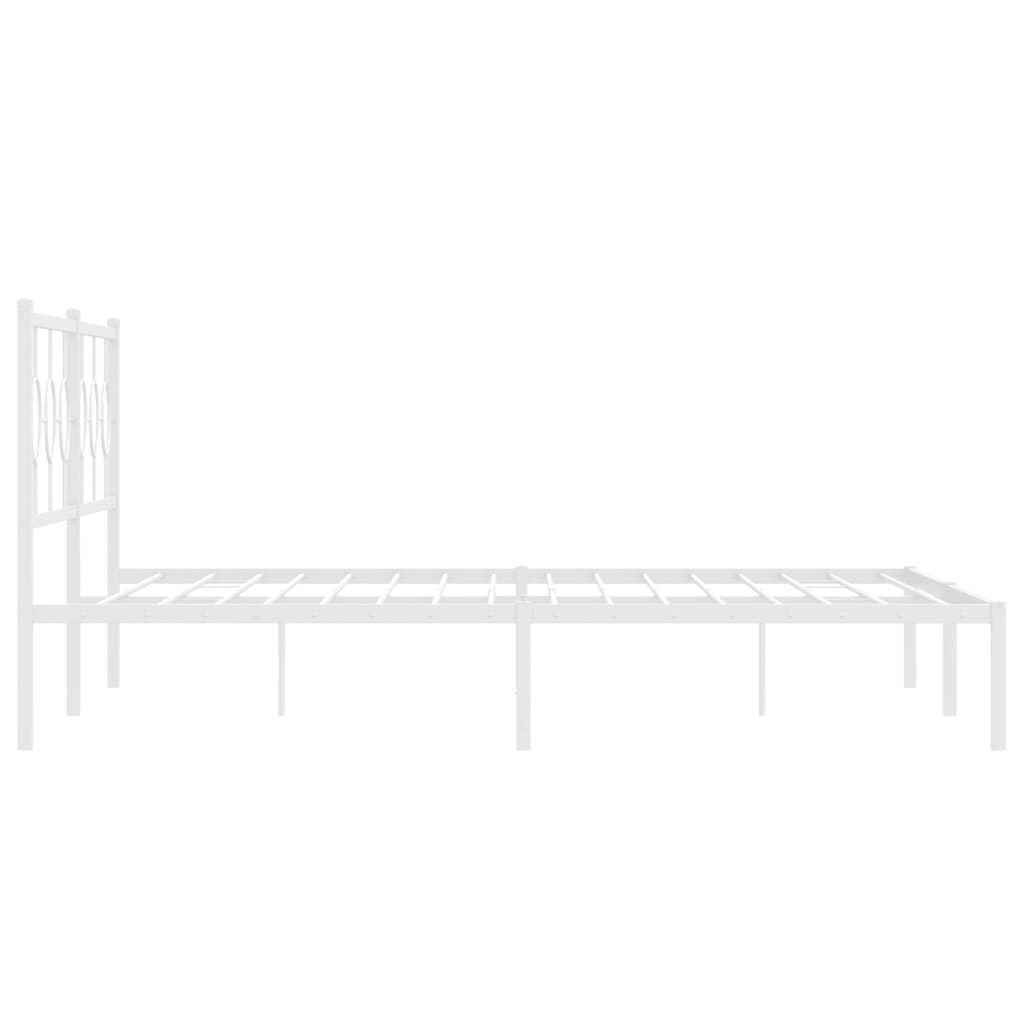 vidaXL Metalowa rama łóżka z wezgłowiem, biała, 200x200 cm