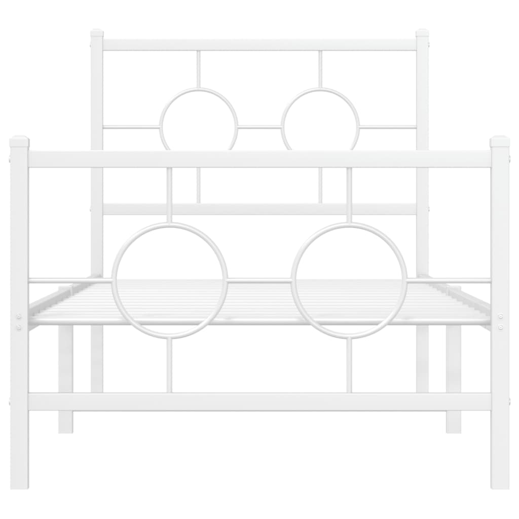 vidaXL Metalowa rama łóżka z wezgłowiem i zanóżkiem, biała, 80x200 cm