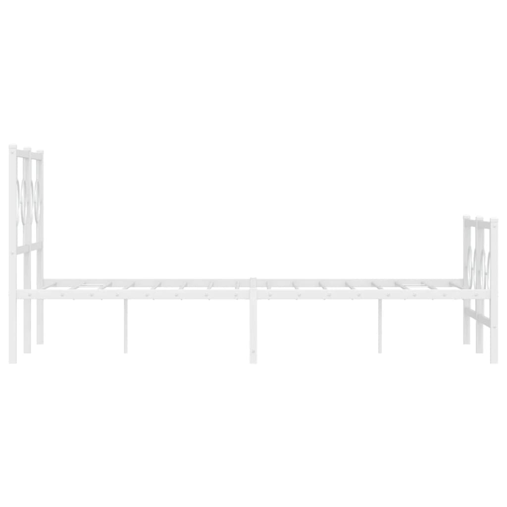 vidaXL Metalowa rama łóżka z wezgłowiem i zanóżkiem, biała, 120x190 cm