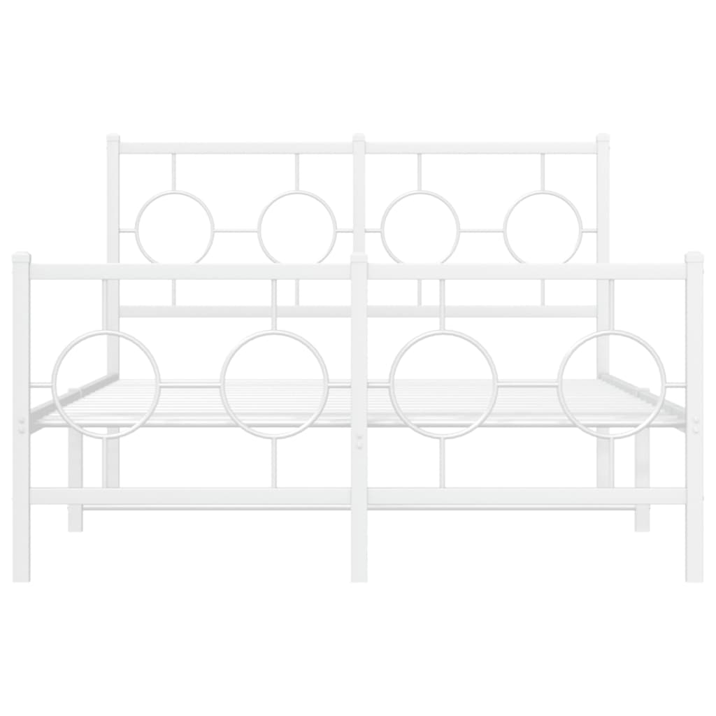 vidaXL Metalowa rama łóżka z wezgłowiem i zanóżkiem, biała, 120x200 cm
