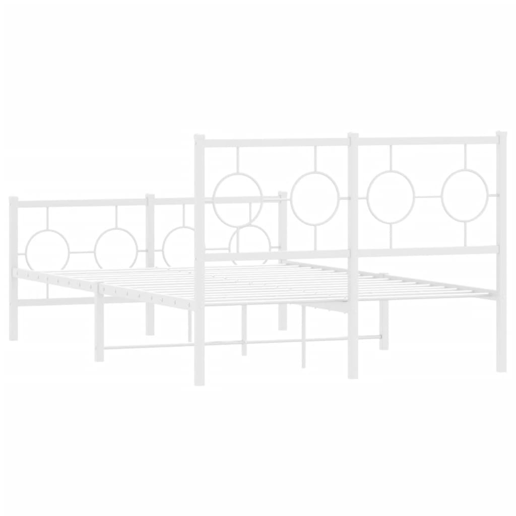 vidaXL Metalowa rama łóżka z wezgłowiem i zanóżkiem, biała, 120x200 cm