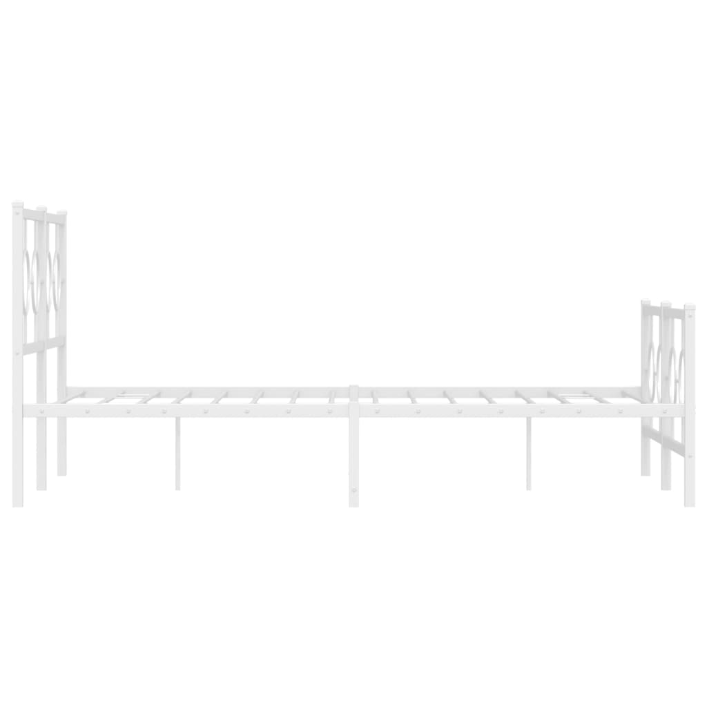 vidaXL Metalowa rama łóżka z wezgłowiem i zanóżkiem, biała, 140x190 cm