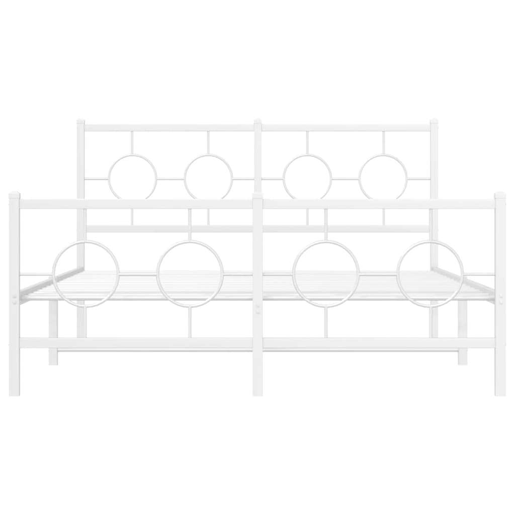 vidaXL Metalowa rama łóżka z wezgłowiem i zanóżkiem, biała, 140x200 cm