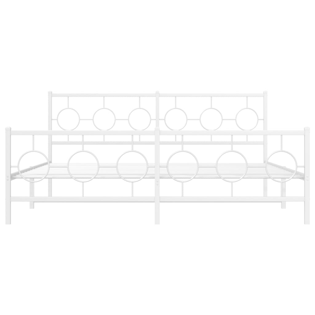 vidaXL Metalowa rama łóżka z wezgłowiem i zanóżkiem, biała, 180x200 cm