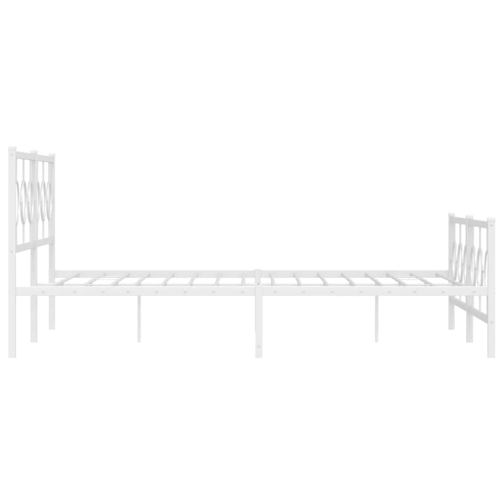 vidaXL Metalowa rama łóżka z wezgłowiem i zanóżkiem, biała, 180x200 cm