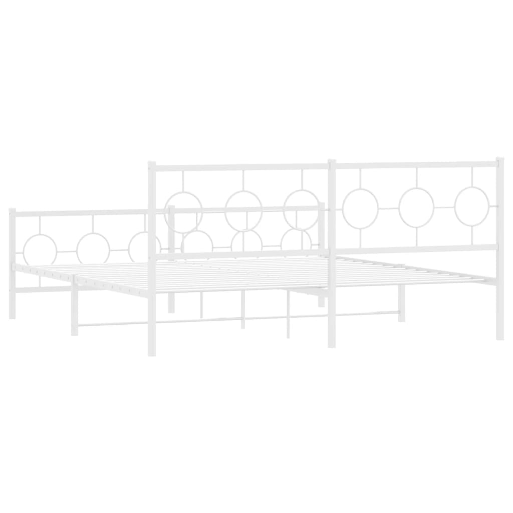 vidaXL Metalowa rama łóżka z wezgłowiem i zanóżkiem, biała, 180x200 cm