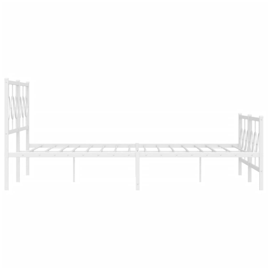 vidaXL Metalowa rama łóżka z wezgłowiem i zanóżkiem, biała, 183x213 cm