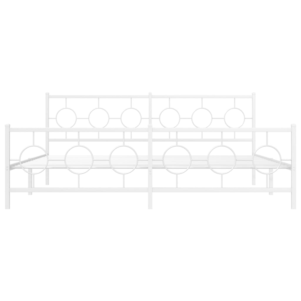 vidaXL Metalowa rama łóżka z wezgłowiem i zanóżkiem, biała, 200x200 cm