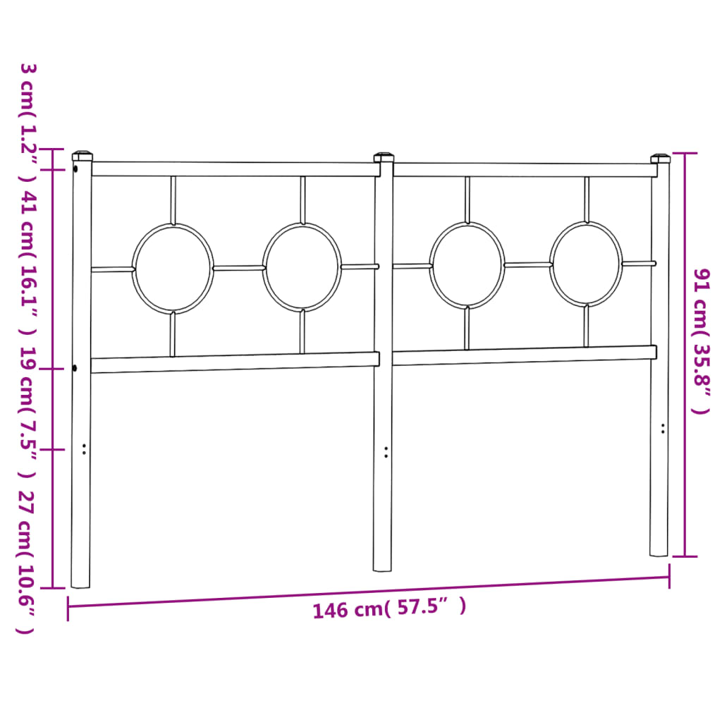 vidaXL Metalowe wymienne wezgłowie, białe, 140 cm