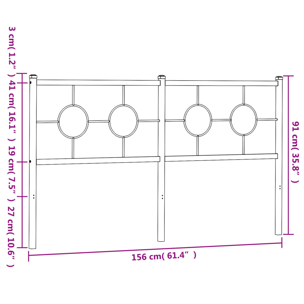 vidaXL Metalowe wymienne wezgłowie, białe, 150 cm