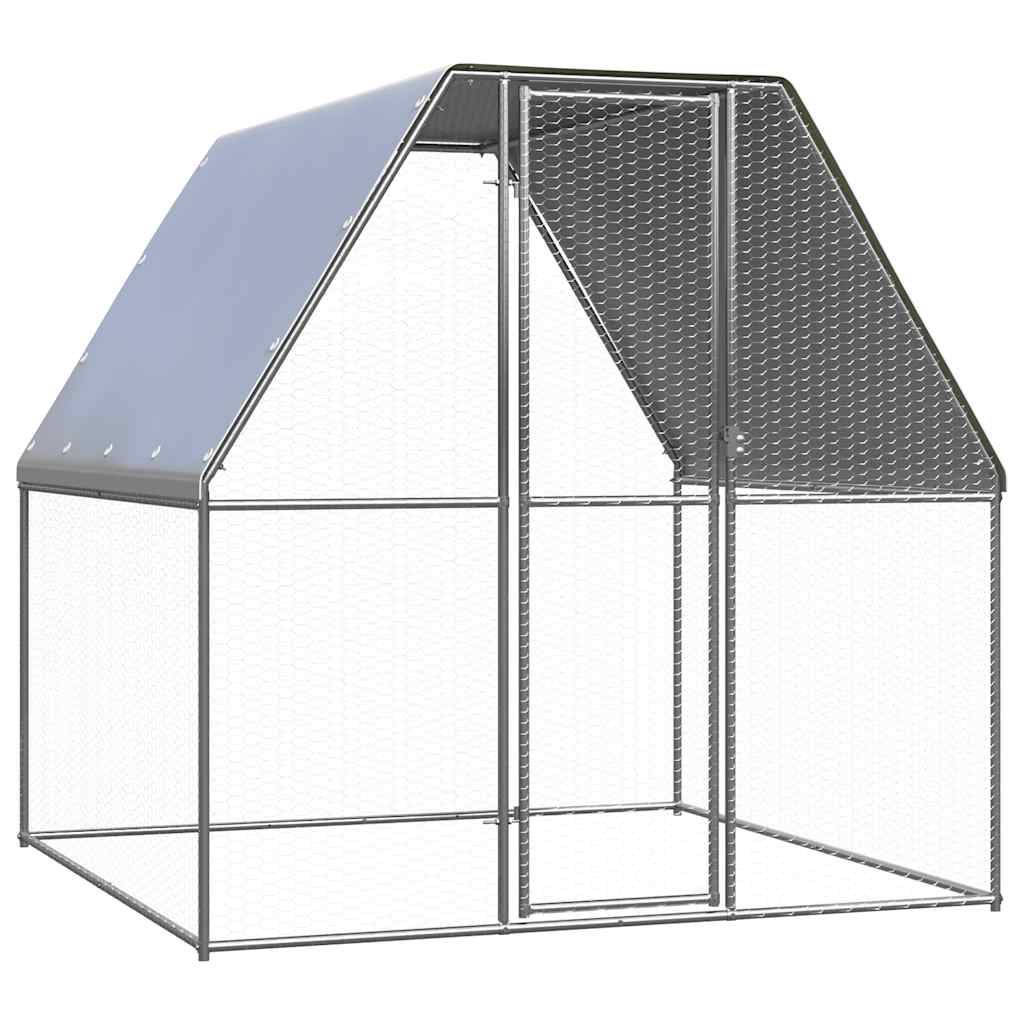 vidaXL Klatka dla kurcząt, srebrno-szara, 2x2x2 m, stal galwanizowana