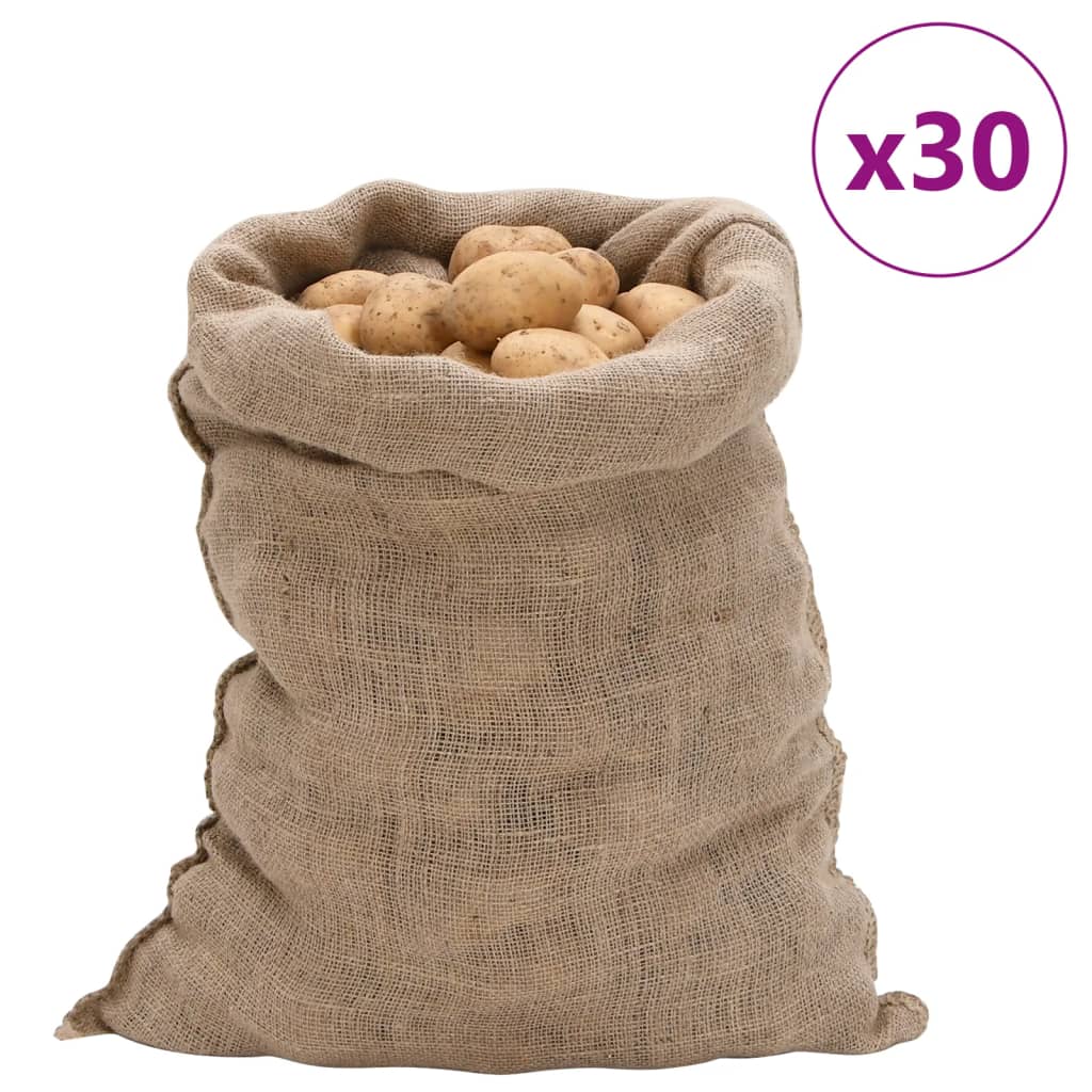vidaXL Worki jutowe, 30 szt., 60x105 cm, 100% juta, 220 g/m²
