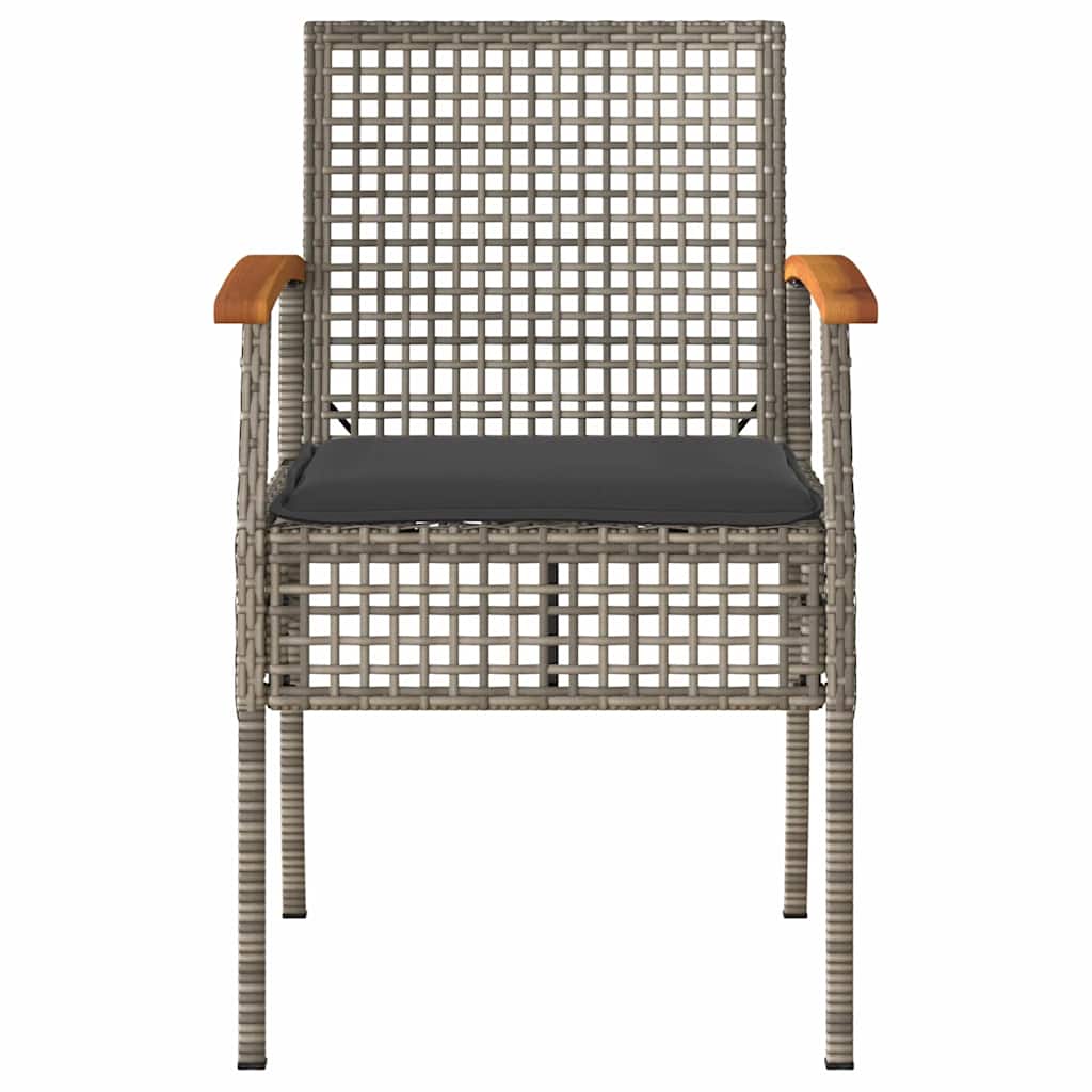 vidaXL Krzesła ogrodowe, 2 szt., poduszki, szare, polirattan i akacja