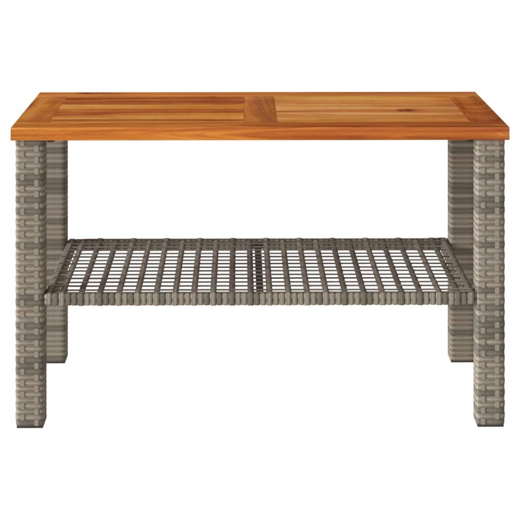 vidaXL Stolik ogrodowy, szary, 70x38x42 cm, polirattan i akacja