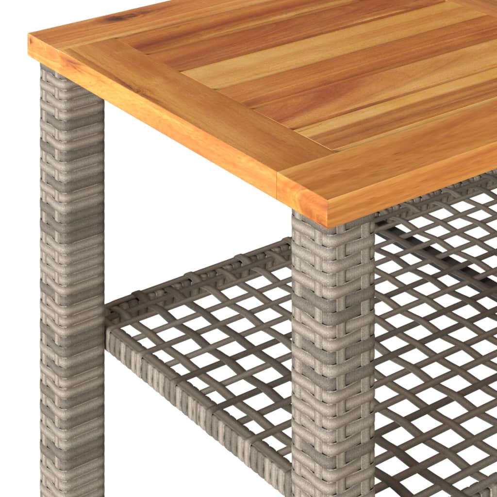 vidaXL Stolik ogrodowy, szary, 70x38x42 cm, polirattan i akacja