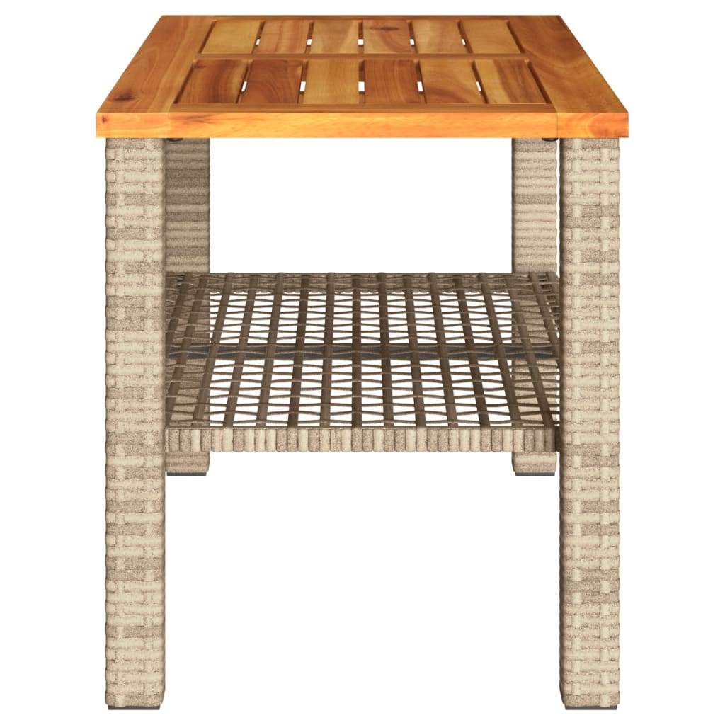 vidaXL Stolik ogrodowy, beżowy, 70x38x42 cm, polirattan i akacja
