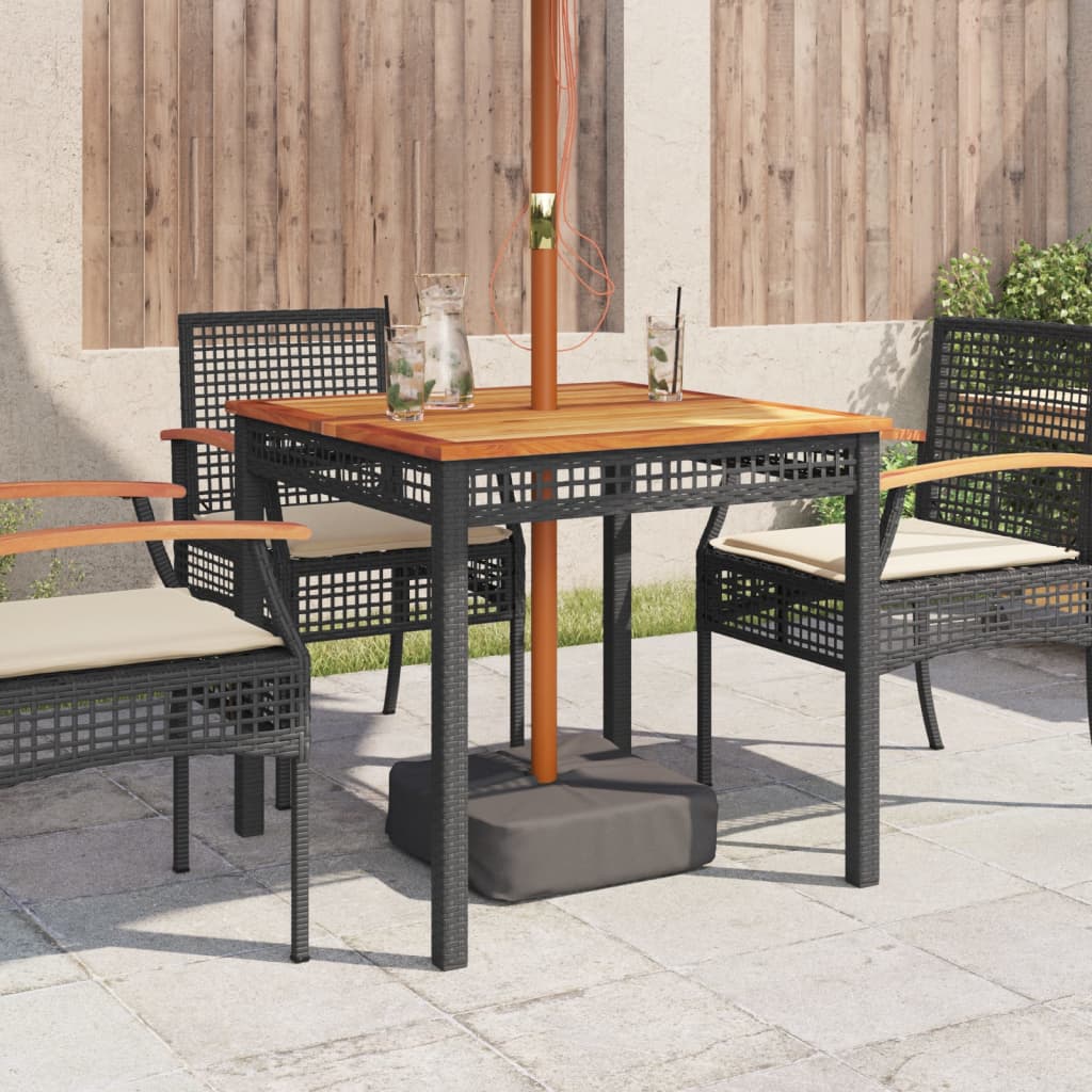 vidaXL Stolik ogrodowy, czarny, 80x80x75 cm, polirattan i akacja