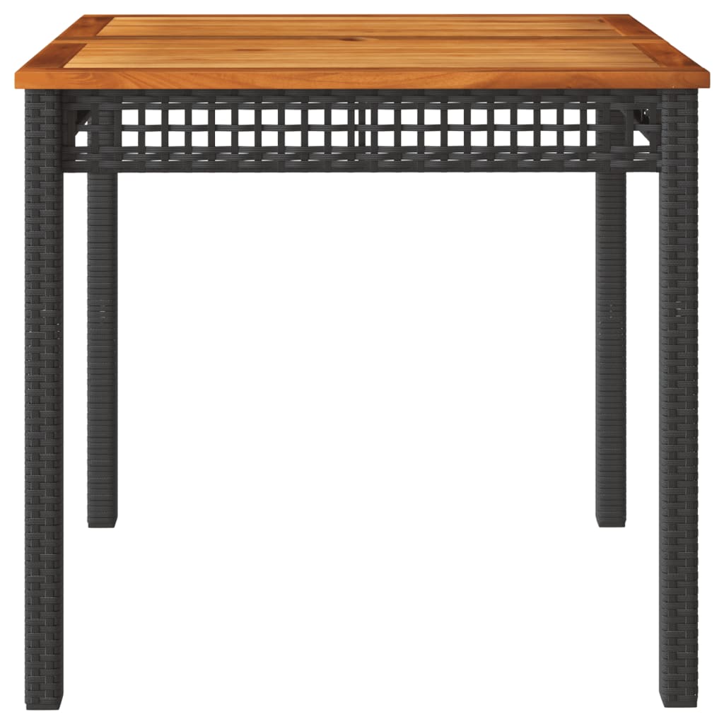 vidaXL Stolik ogrodowy, czarny, 80x80x75 cm, polirattan i akacja