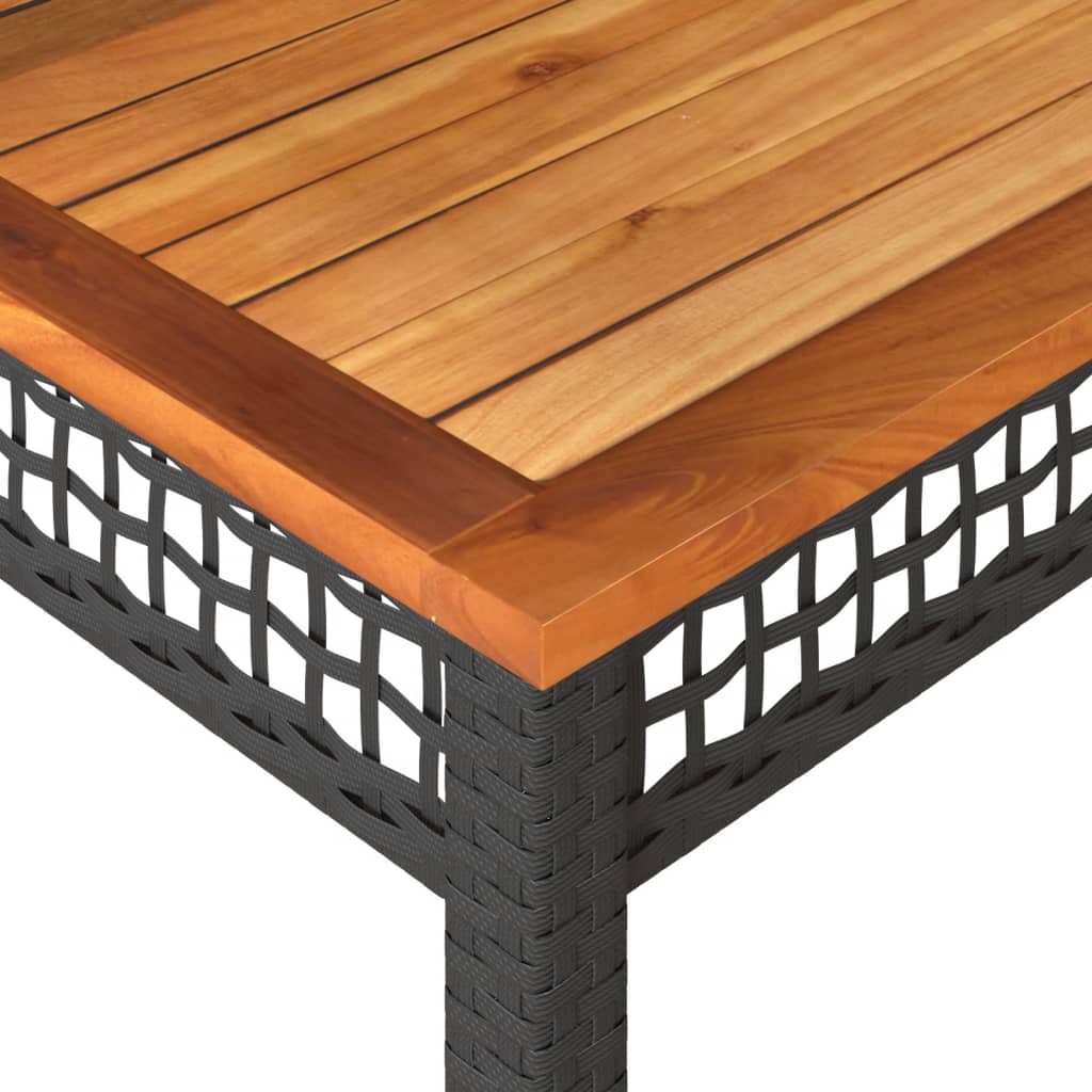 vidaXL Stolik ogrodowy, czarny, 80x80x75 cm, polirattan i akacja