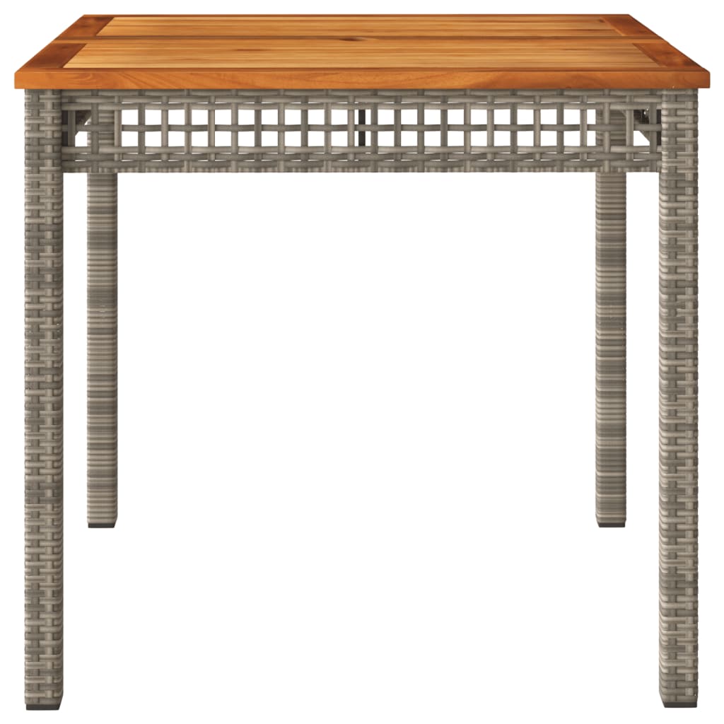 vidaXL Stolik ogrodowy, szary, 80x80x74 cm, polirattan i akacja