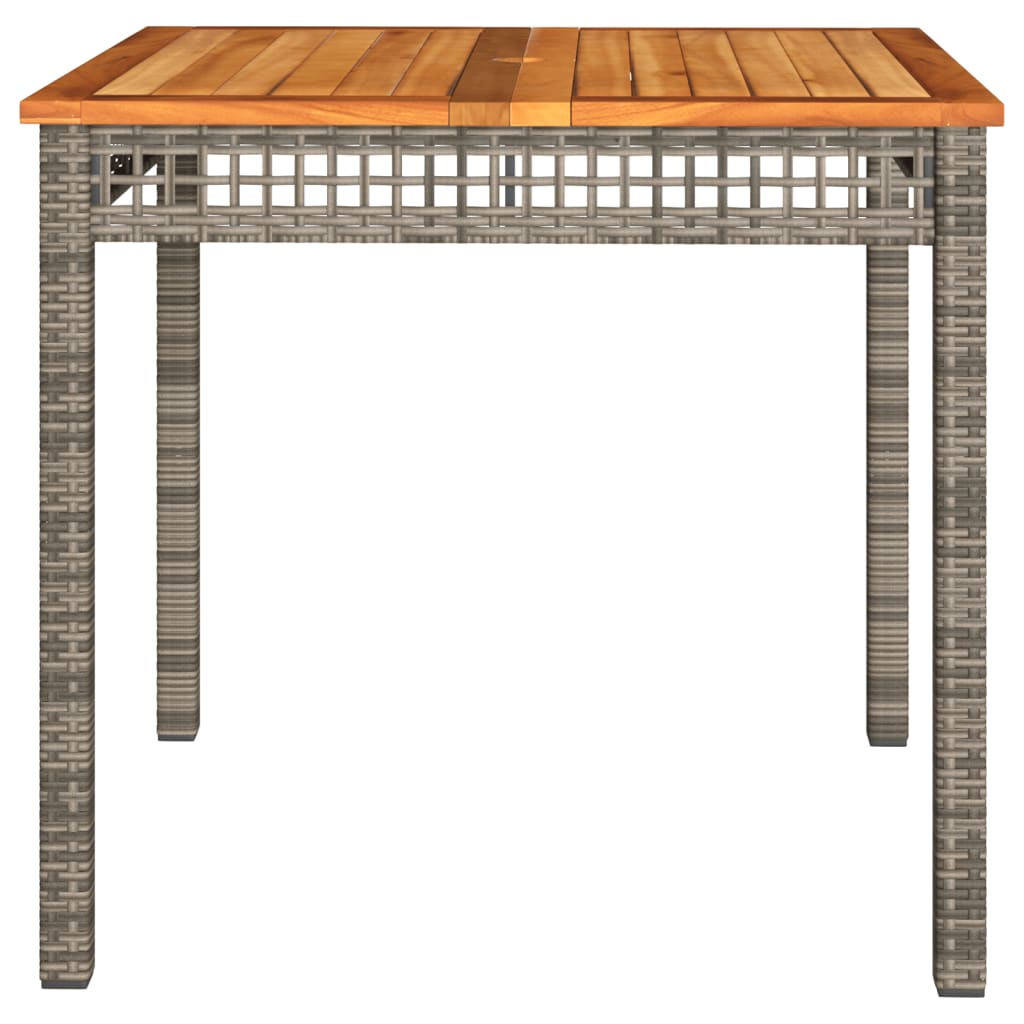 vidaXL Stolik ogrodowy, szary, 80x80x74 cm, polirattan i akacja
