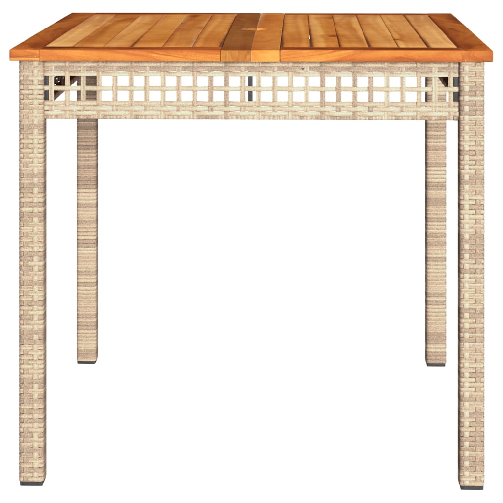 vidaXL Stolik ogrodowy, beżowy, 80x80x75 cm, polirattan i akacja