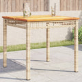 vidaXL Stolik ogrodowy, beżowy, 80x80x75 cm, polirattan i akacja