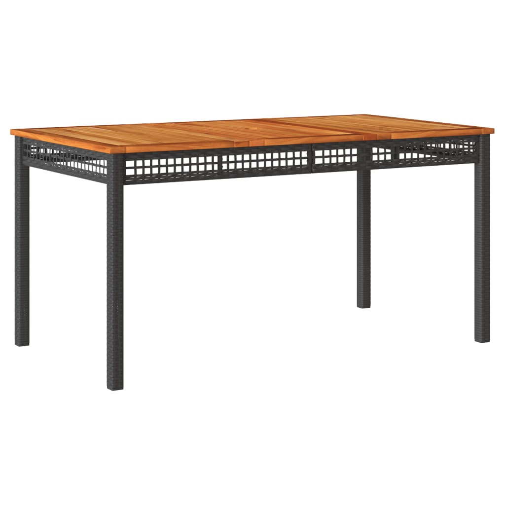vidaXL Stół ogrodowy, czarny, 140x80x75 cm, polirattan i akacja