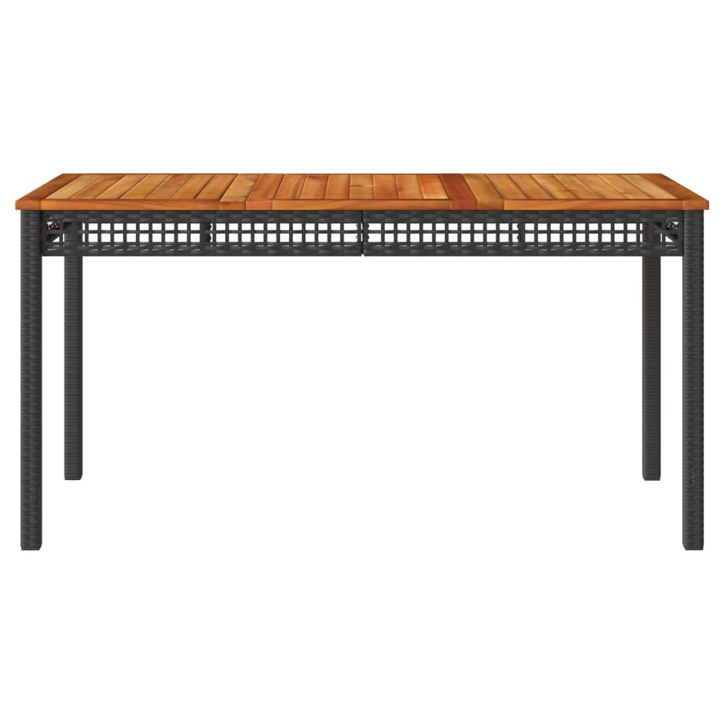 vidaXL Stół ogrodowy, czarny, 140x80x75 cm, polirattan i akacja