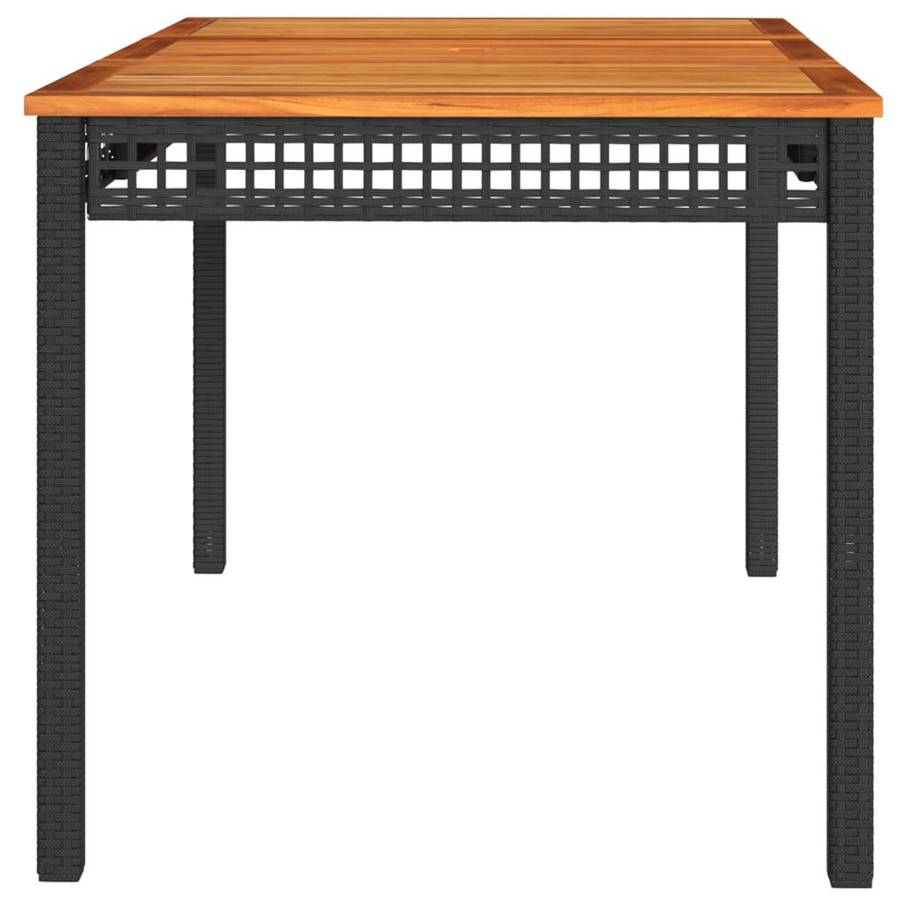 vidaXL Stół ogrodowy, czarny, 140x80x75 cm, polirattan i akacja