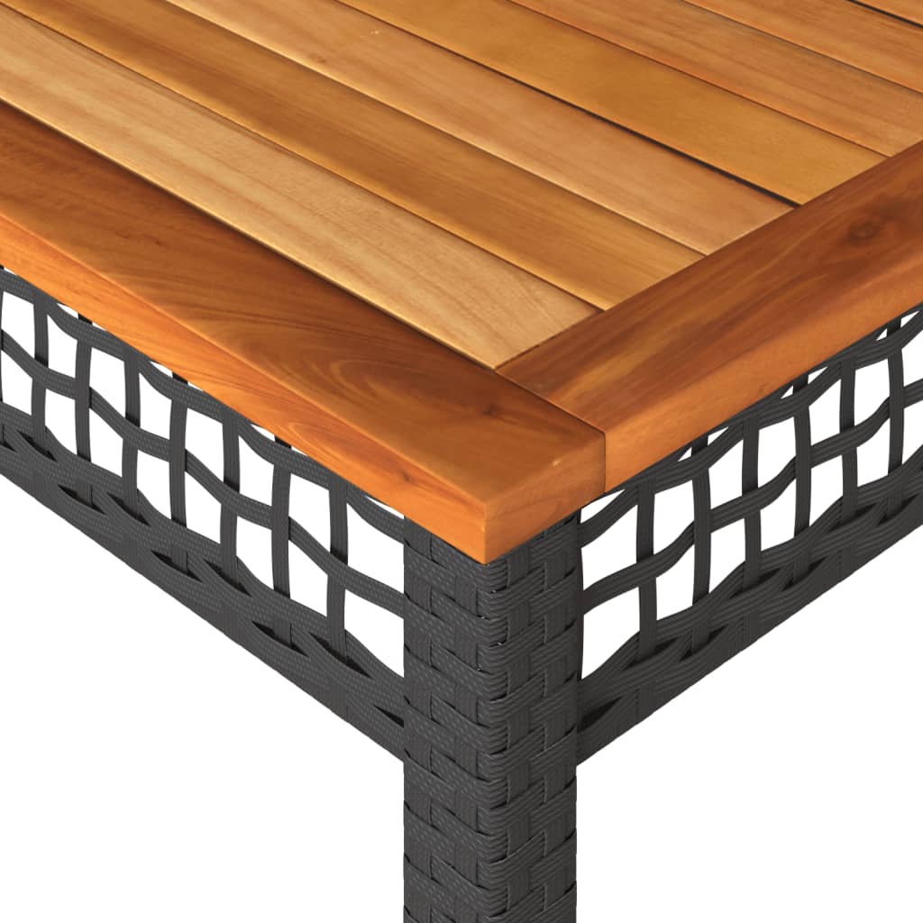 vidaXL Stół ogrodowy, czarny, 140x80x75 cm, polirattan i akacja