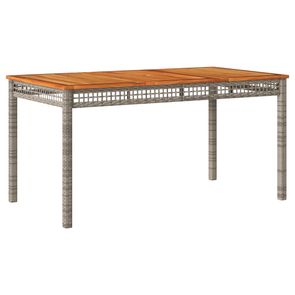 vidaXL Stół ogrodowy, szary, 140x80x75 cm, polirattan i akacja
