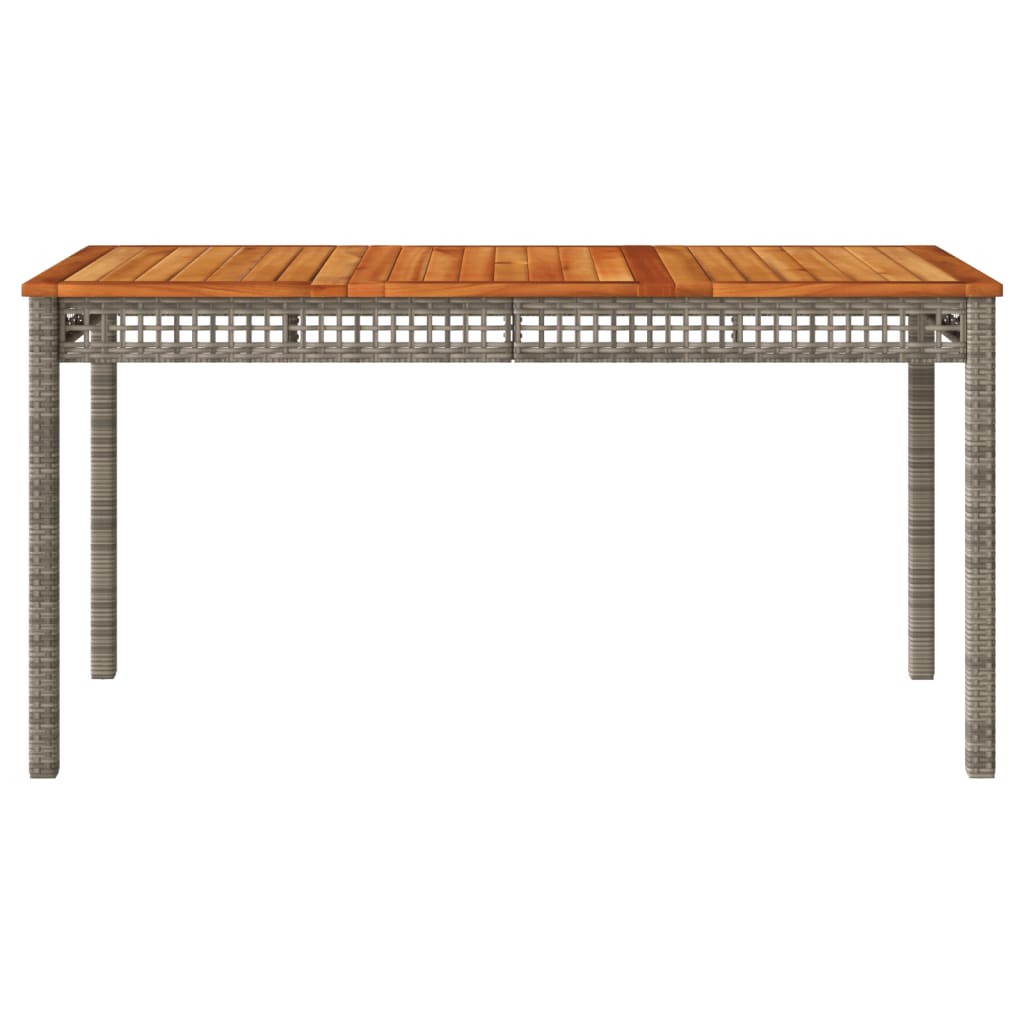 vidaXL Stół ogrodowy, szary, 140x80x75 cm, polirattan i akacja