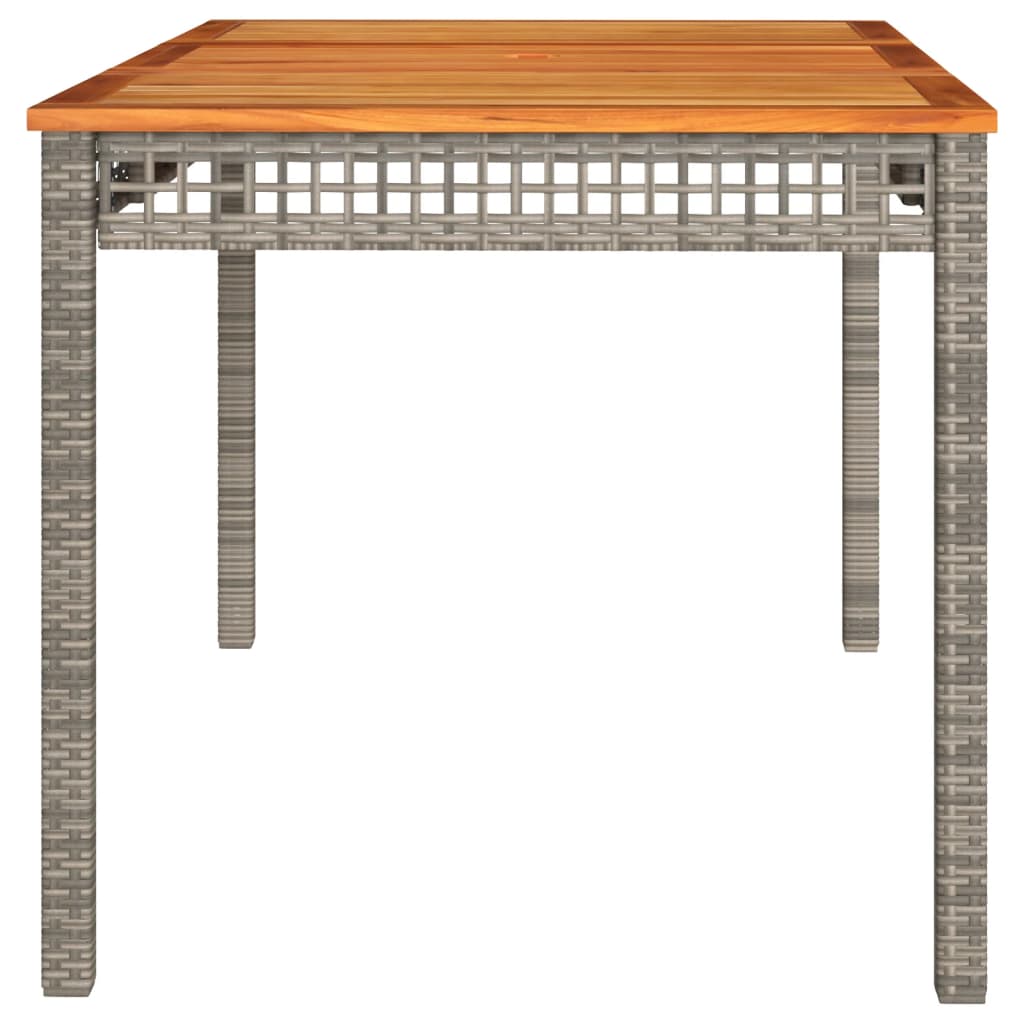 vidaXL Stół ogrodowy, szary, 140x80x75 cm, polirattan i akacja