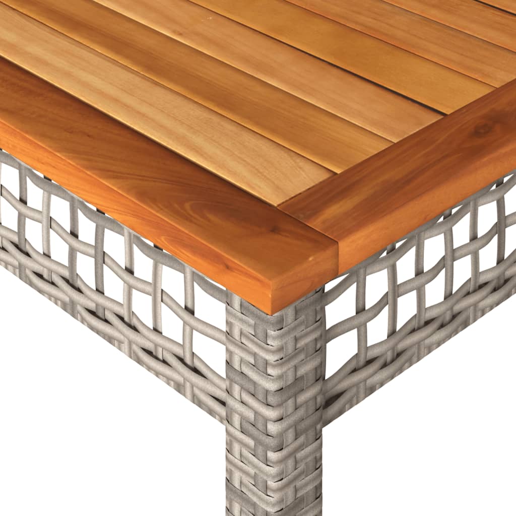 vidaXL Stół ogrodowy, szary, 140x80x75 cm, polirattan i akacja