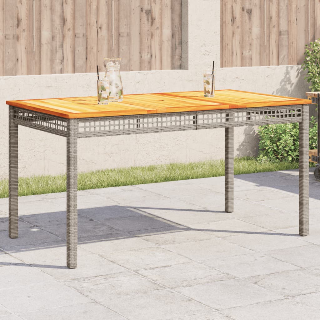 vidaXL Stół ogrodowy, szary, 140x80x75 cm, polirattan i akacja