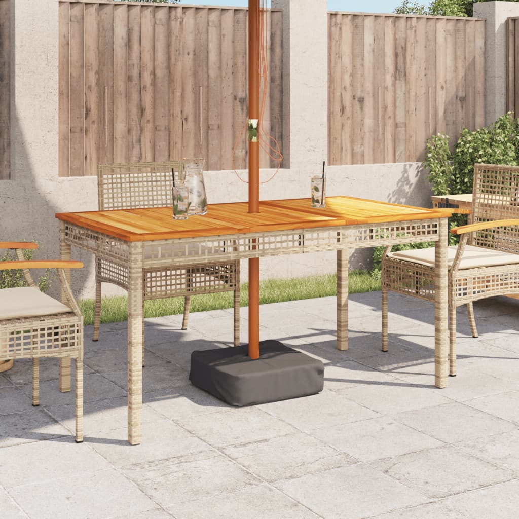 vidaXL Stół ogrodowy, beżowy, 140x80x75 cm, polirattan i akacja