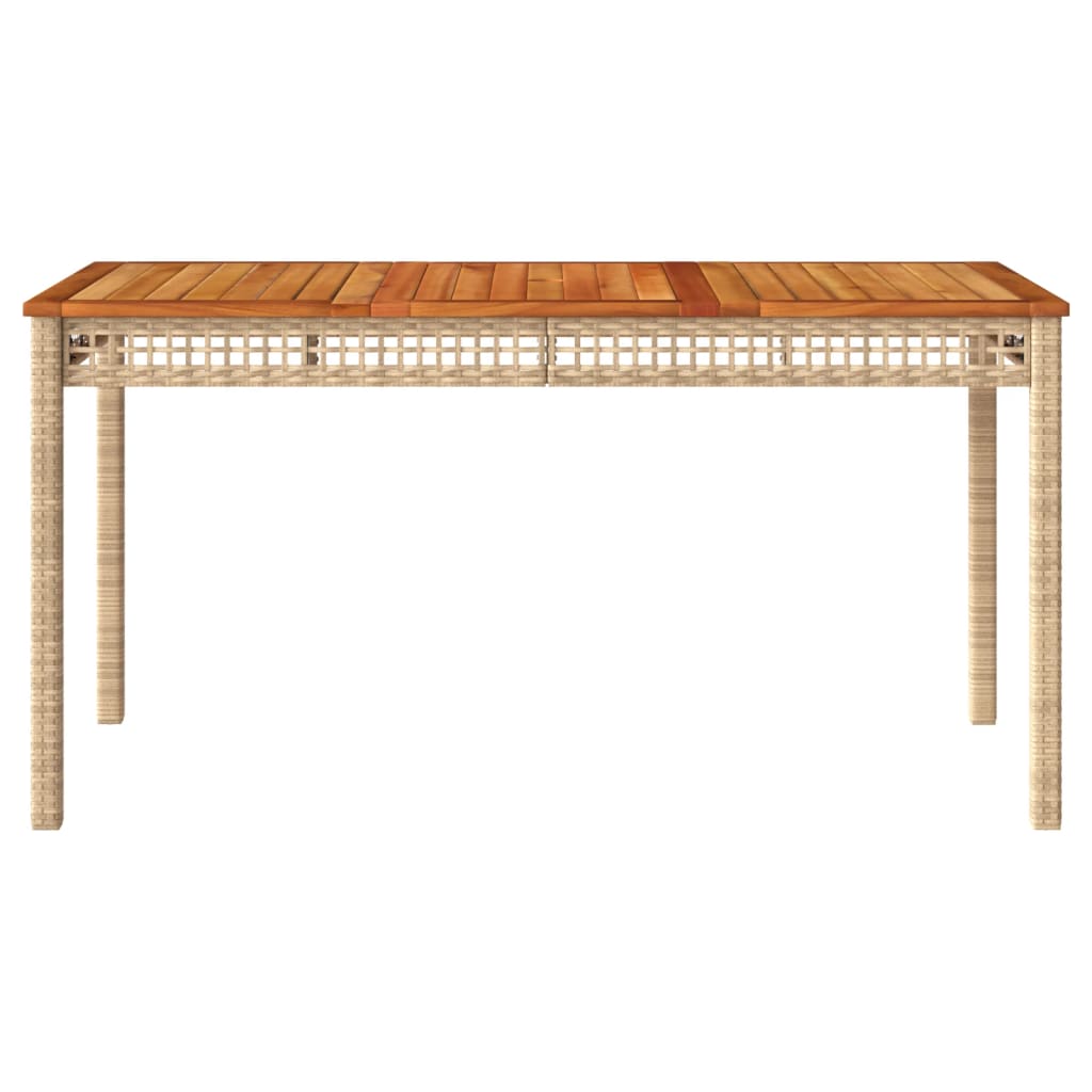 vidaXL Stół ogrodowy, beżowy, 140x80x75 cm, polirattan i akacja
