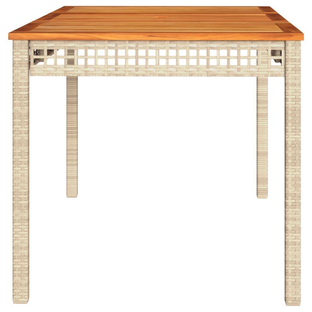 vidaXL Stół ogrodowy, beżowy, 140x80x75 cm, polirattan i akacja