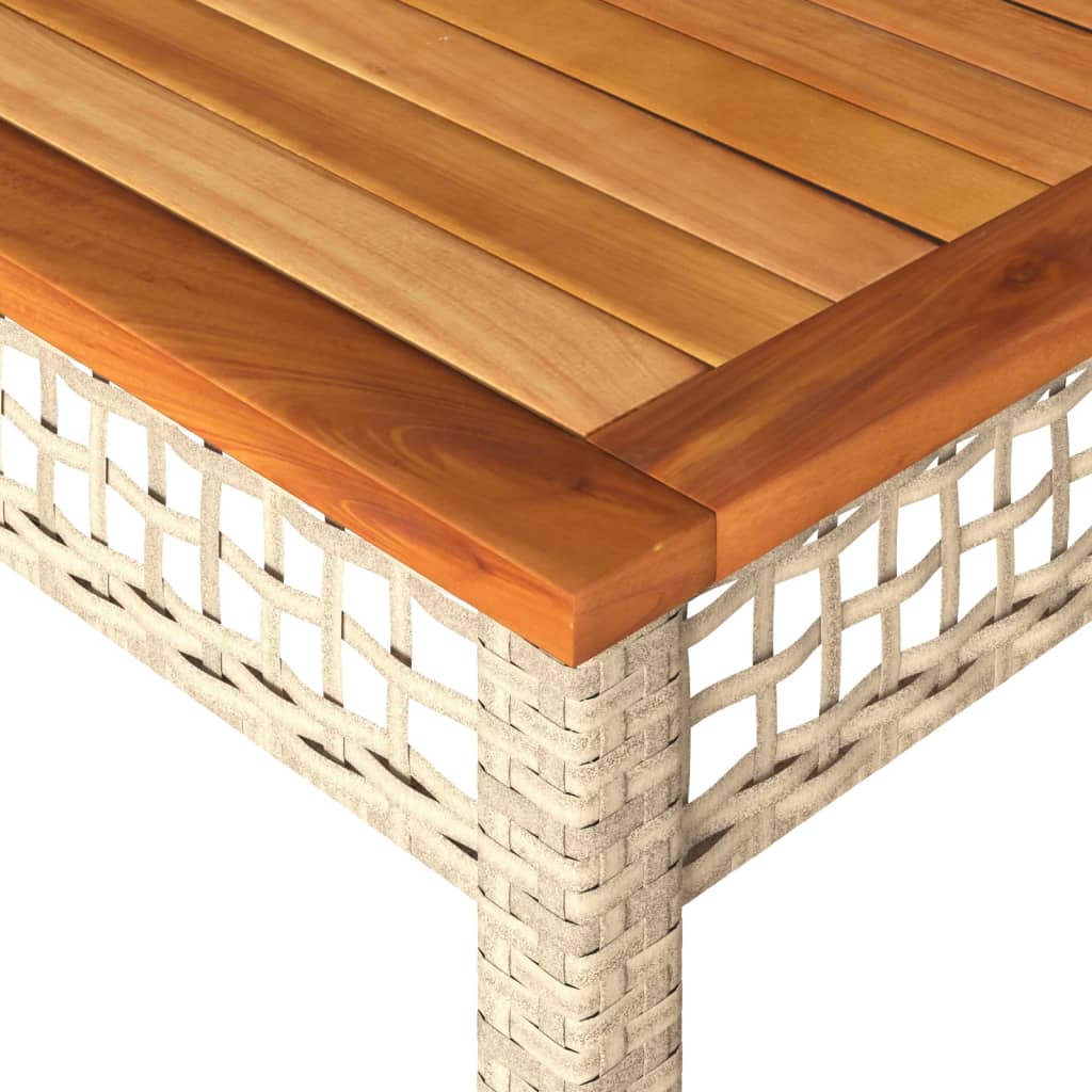 vidaXL Stół ogrodowy, beżowy, 140x80x75 cm, polirattan i akacja