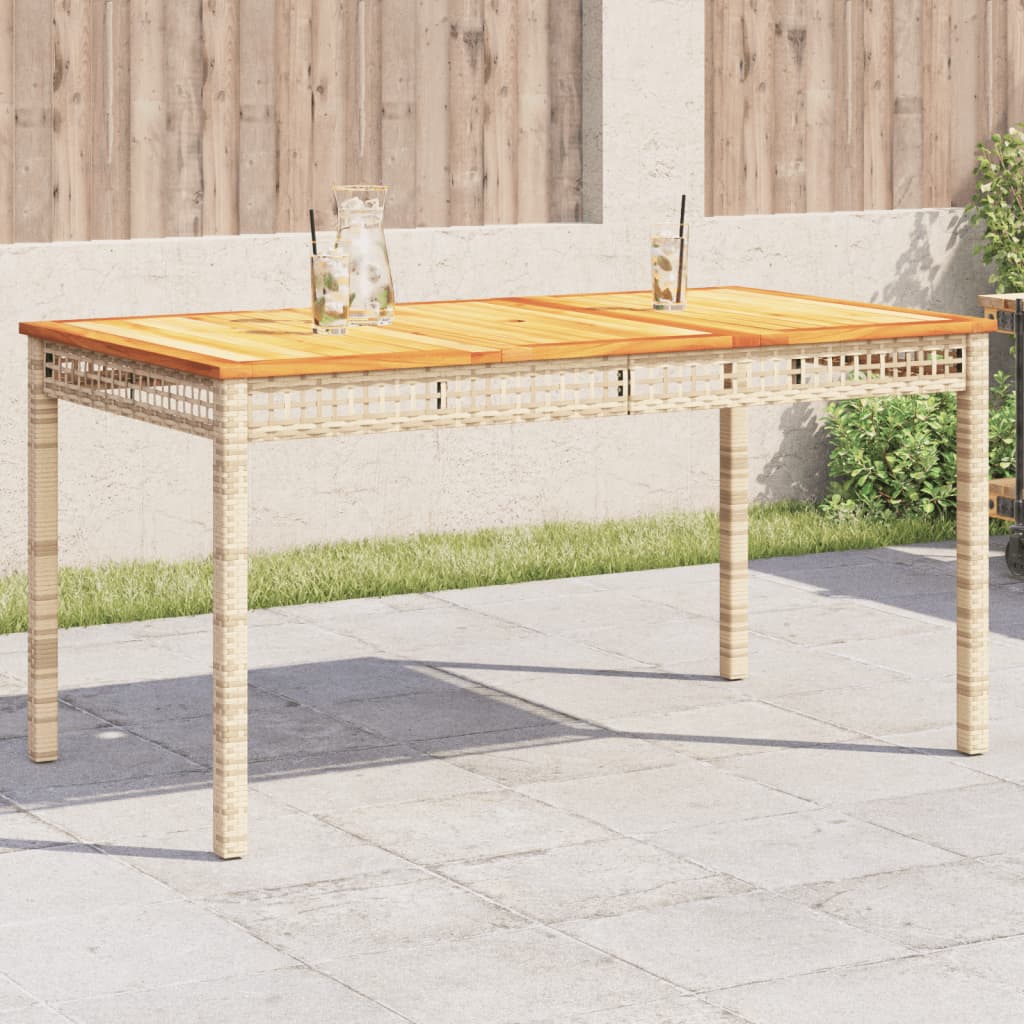 vidaXL Stół ogrodowy, beżowy, 140x80x75 cm, polirattan i akacja